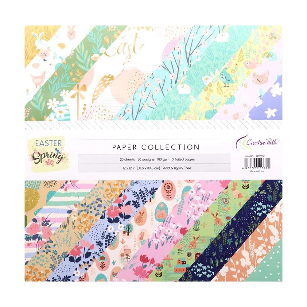 Creative Path 12 Inch Scrapbooking Paper Crafts Background Decorative Pattern Easter Foil Designer 20 Sheets Pack DIY 305x305mm |