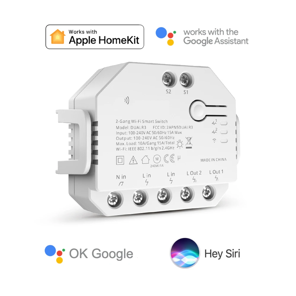 Роликовая занавеска для Apple HomeKit Dual R3 Smart Home WiFi переключатель 2 реле Siri Google Assistant Sonof Automation V2