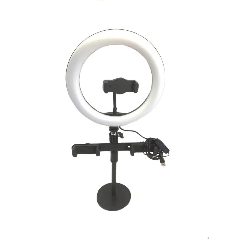 Настольная Кольцевая Селфи лампа для фотографов 26 см с 3 держателями телефонов