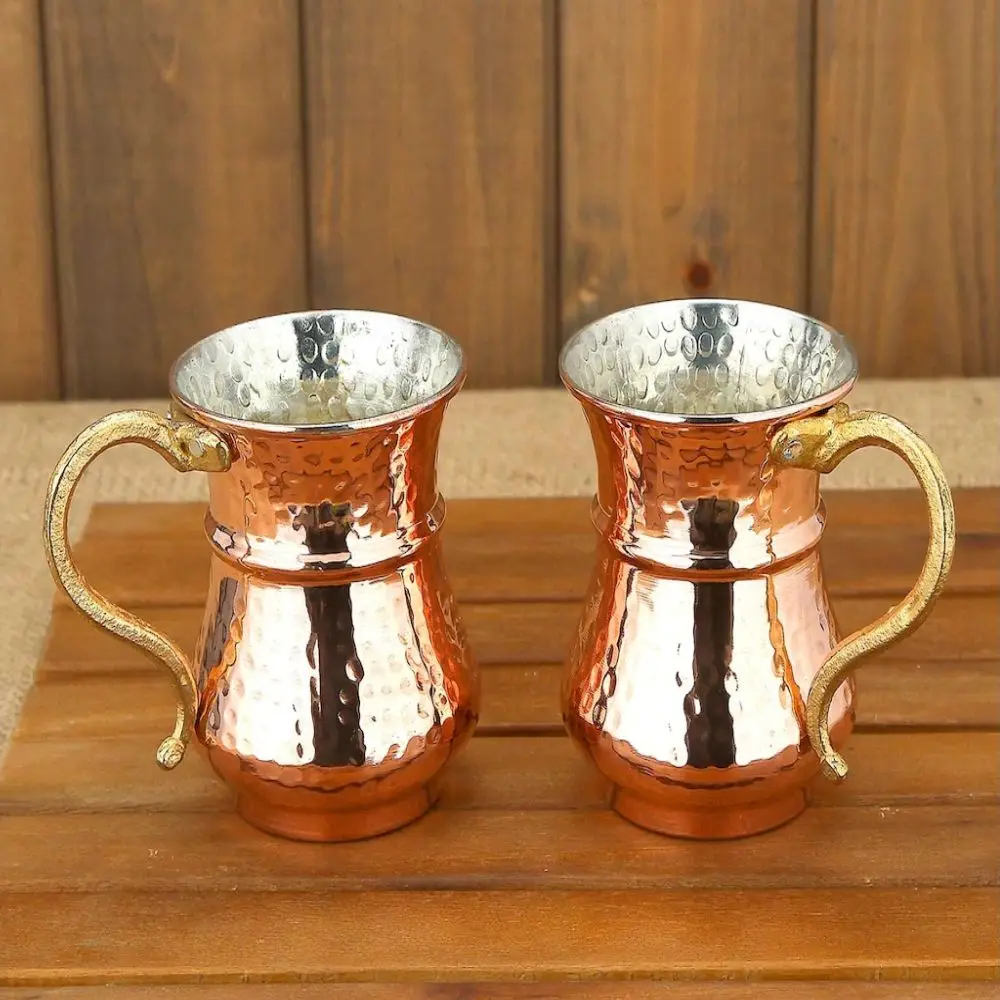 

Pure Handmade Copper Mugs Handicraft forged shot glass Turkish Traditional cup Solid Gift Tumbler Water Ayran Stoup Tankard