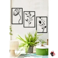 three flower metal wall decor living room bedroom kitchen home office nature plant decoration hanging plaque nordic styles frame new fashion trend art design luxury modern creative stylish quality gift