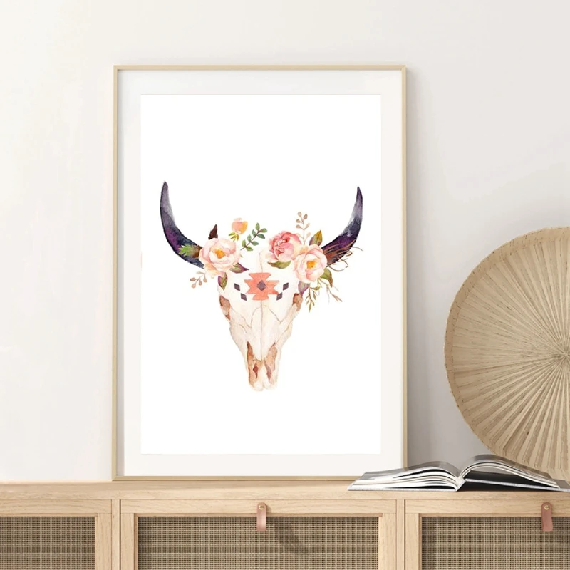 Цветочный принт Boho украшение для питомника цветочные растения розовые