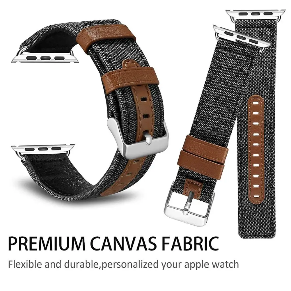 Кожаный ремешок для Apple watch band 44 мм 40 тканевый ремень correa часов браслет iWatch 42 38
