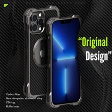 Metal Aluminum Alloy Phone Cases For Iphone 13 Mini 12 Pro Max 11 Carbon Fiber PC Back Anti-Fall Cover Magsafe Camera Protector