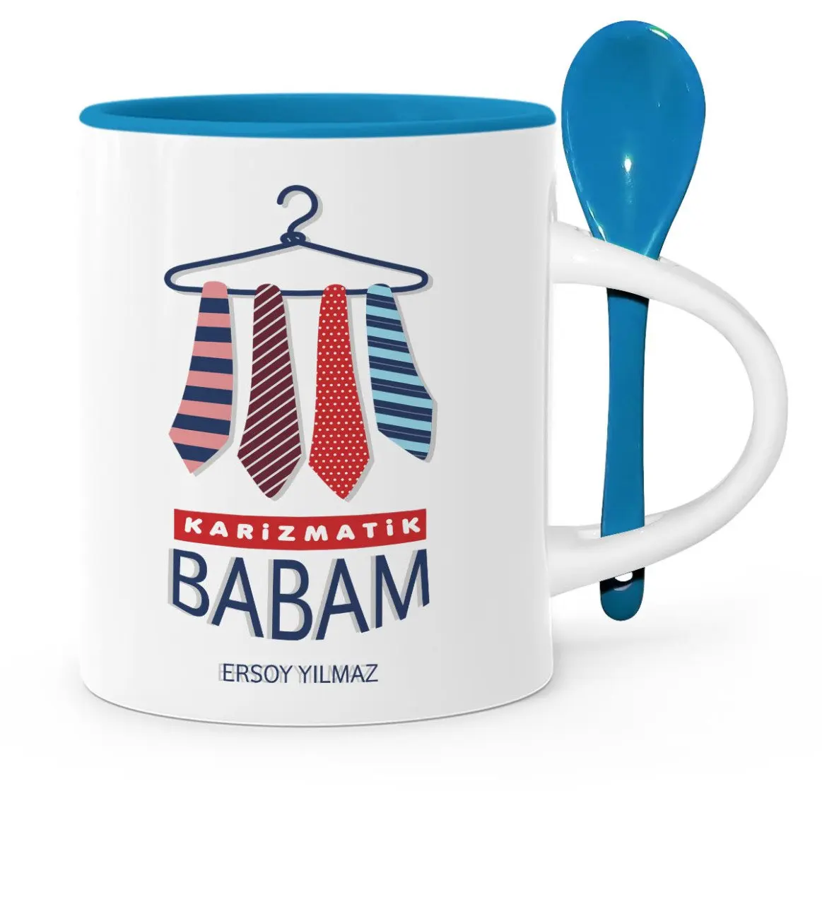 

День отца на заказ Karizmatik папа синяя ложка кружка чашка-1