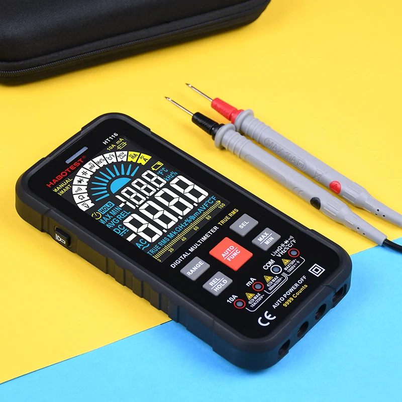 Professional Digital Multimeter Smart Multi Tester Auto Range TRMS AC DC Voltage Ohm HZ Capacitance Diode Live Continuity Meter |