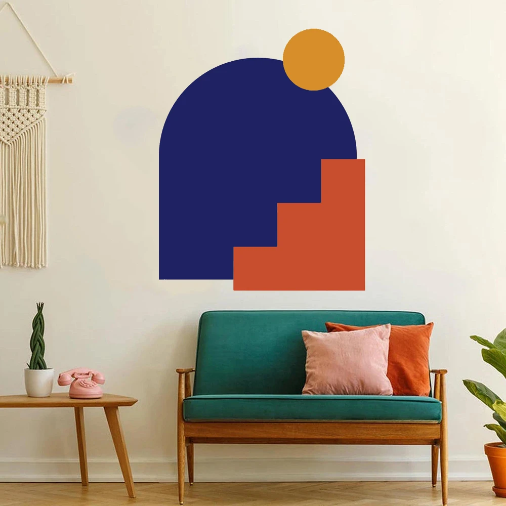 

3 цвета геометрические наклейки на стену, наклейки в стиле бохо, Съемные Виниловые фрески для спальни, гостиной, декоративный плакат HJ0928