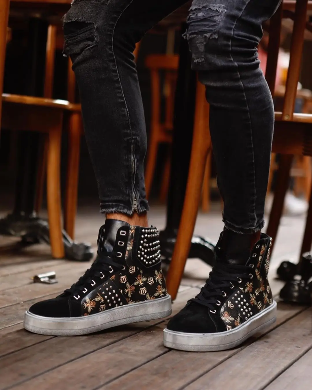 

100% Genuine Leather Casual Style Man Shoes Handmade Comfortable Durable-1989 BLACK BEE