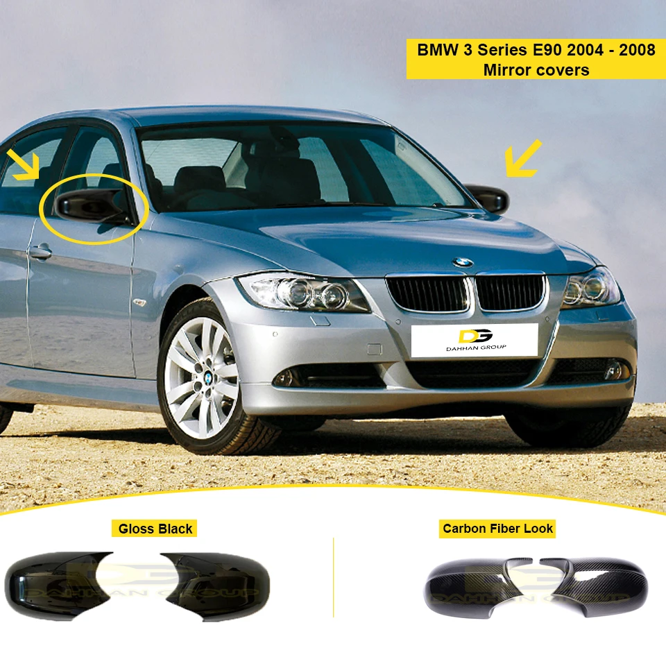 BMW 3 серии E90 Pre Facelift 2004 - 2008 боковые зеркальные крышки левое и правое углеродное волокно внешний вид или блеск/пианино черный пластик от AliExpress WW