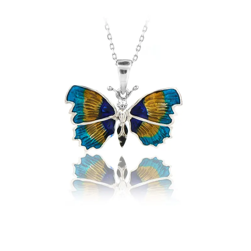 

Butterfly Necklace 925 Sterling Silver Colorful Nature Charm Bridesmade Nature Lover Gift