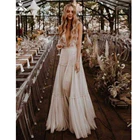 Roycebridal, без рукавов, с открытой спиной, v-образный вырез, сетчатая напольная аппликация, кружевные многоярусные Свадебные платья а-силуэта 2022, свадебные платья