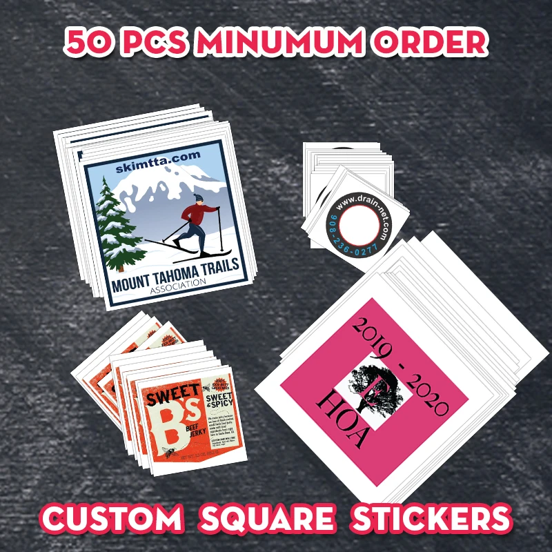 Квадратные наклейки на заказ водонепроницаемые персонализированные этикетки