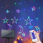 Уличная светодиодная гирлянда со звездами, садовые водонепроницаемые светильники на солнечной батарее в виде Луны для двора, балкона, украшение для внутреннего дворика