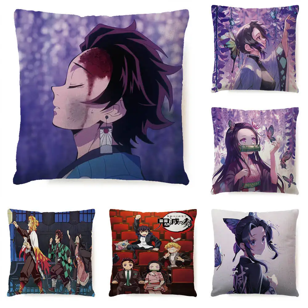 

Anime Pillow Case Sofa Cushion Cover 45x45 For Home Decor linen cushion cover Decorative Water Wash Anime Pillowcase Decorative