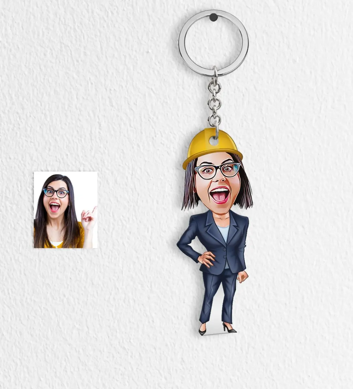 

Персональный женский инженер мультфильм Keychain-1