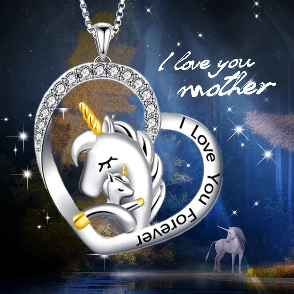 Корейская мода любовь мать и сын ожерелье с единорогом для женщин натуральный