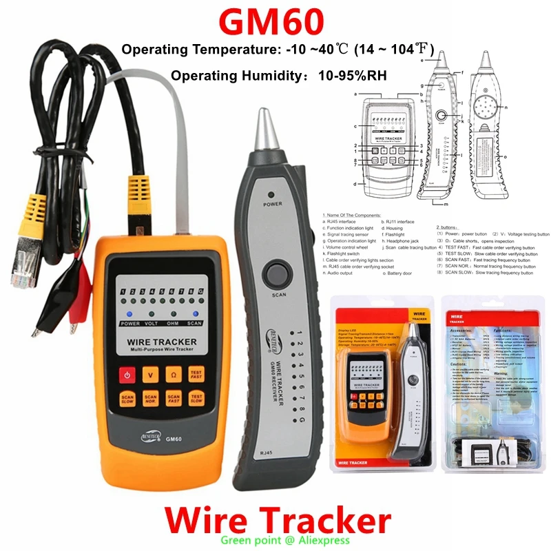 

5PCS Professional Wire Tracker GM60 Long Distance Wiring Tracing With Headphone Jack Output Networking Cable Inspection Device