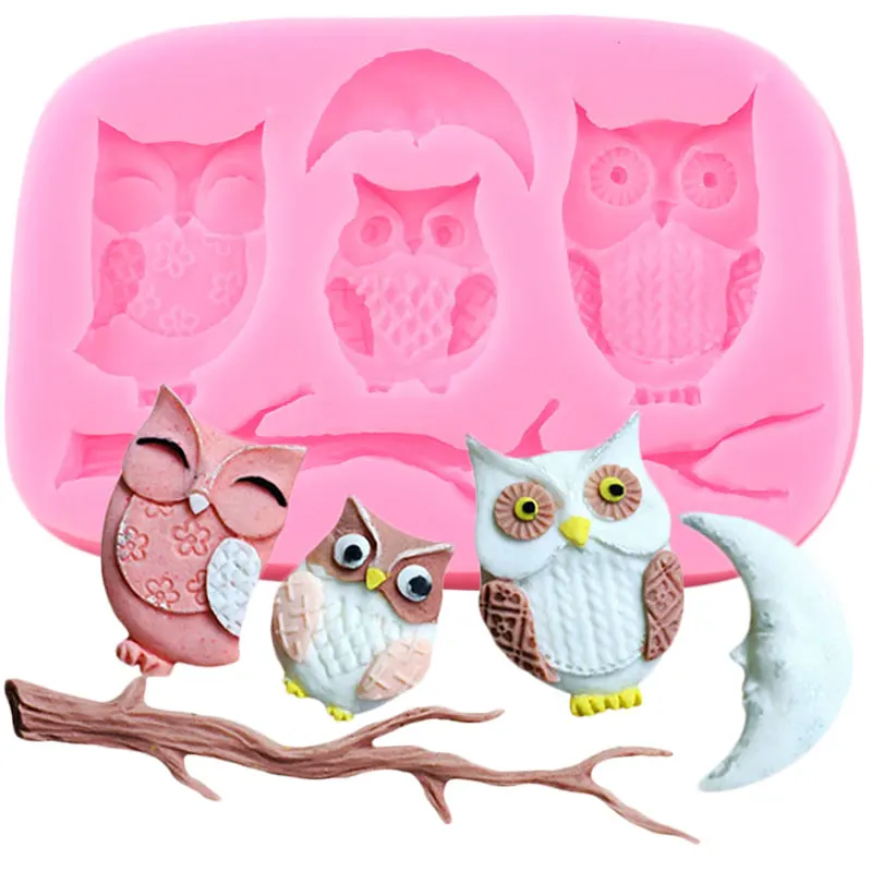 

Owl Tree Branch Moon Silicone Mold Baby Birthday Animal Fondant Molds DIY Cake Decorating Tools Candy Chocolate Gumpaste Moulds