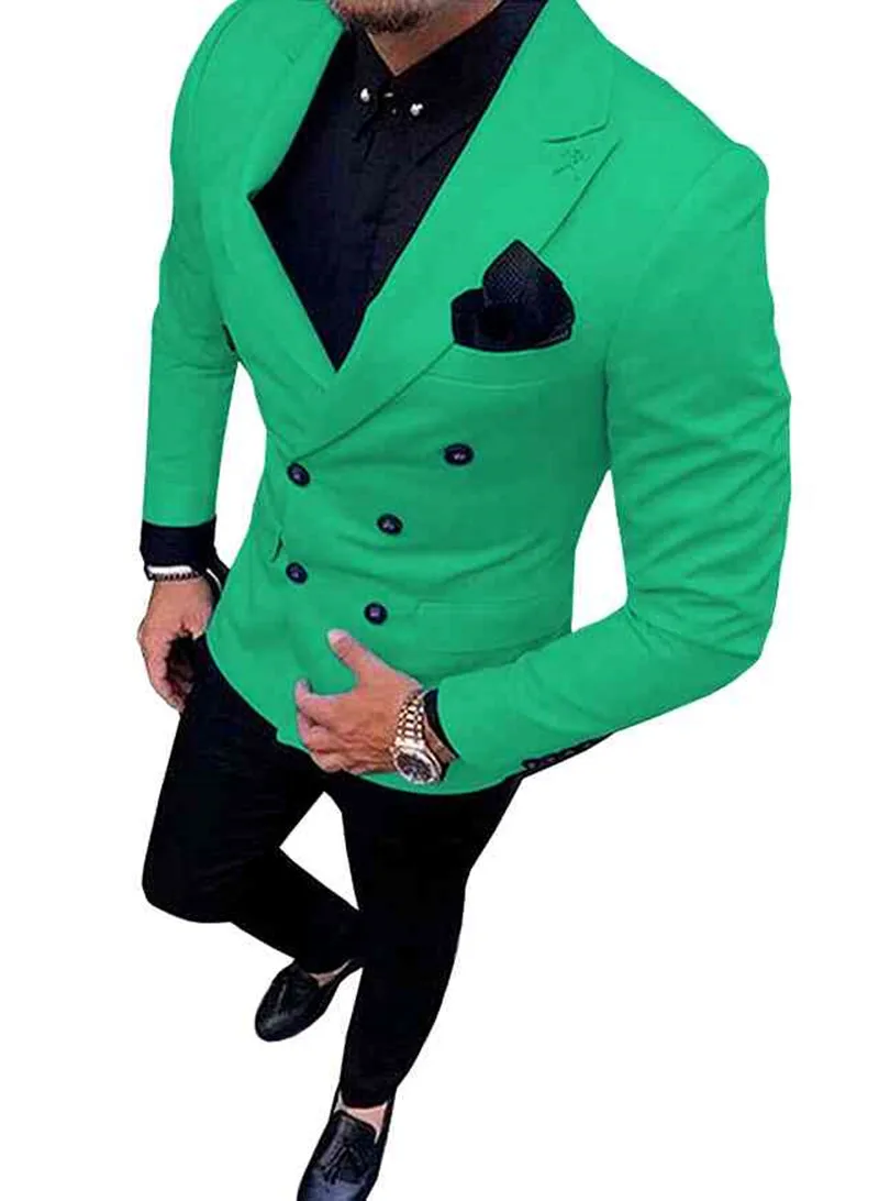 Новинка 2020 зеленый мужской костюм двубортный из 2 предметов блейзер с отворотами