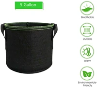 5 gallons plant grow bag non woven aeration fabric flower container pots with handles smart garden planter black bag 2pcs