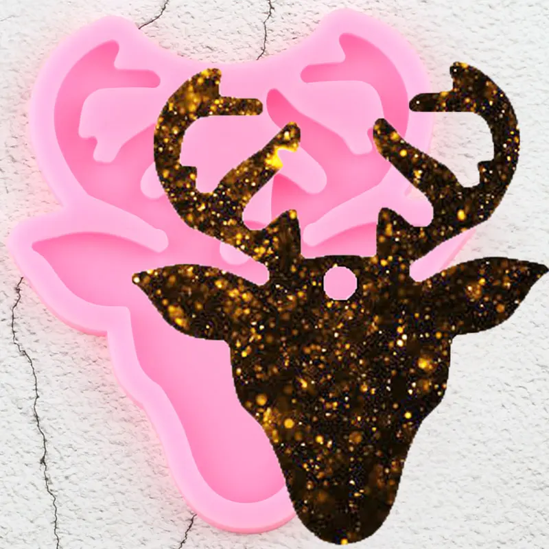 

Блестящая силиконовая форма в виде головы оленя, форма для поделок из эпоксидной смолы, форма для ключей, изготовление ювелирных изделий, по...