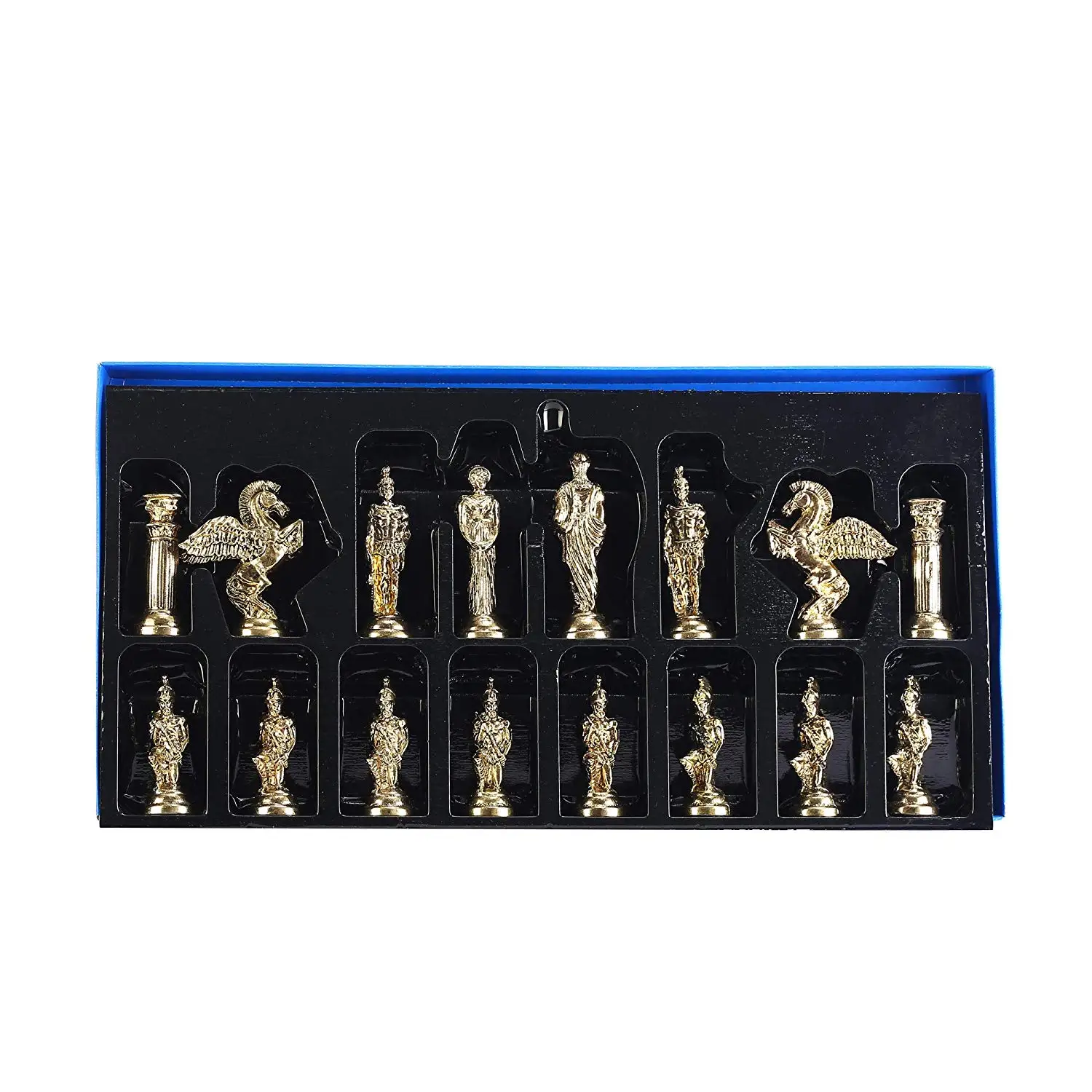 Mythologic Pegasus Figures Metal Chess Set for Adult Handmade Pieces and Marble Design Wood Board King 9.5cm | Спорт и развлечения