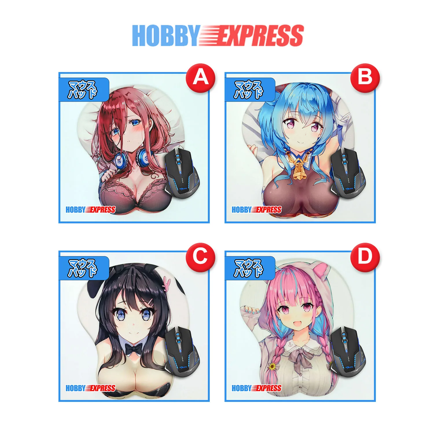 

Hobby Express 3D Multi-Purpose Home Computer Anime Gaming Mouse Pad Non-Slip Playmat Minato Aqua Mai Ganyu Miku Nakano