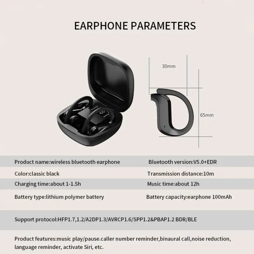 TWS бизнес беспроводные Bluetooth наушники с крючком спортивные Hifi звуковые игровая