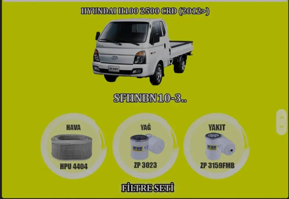

Комплект фильтров VolMarkt H100 2500 CRD 2012>