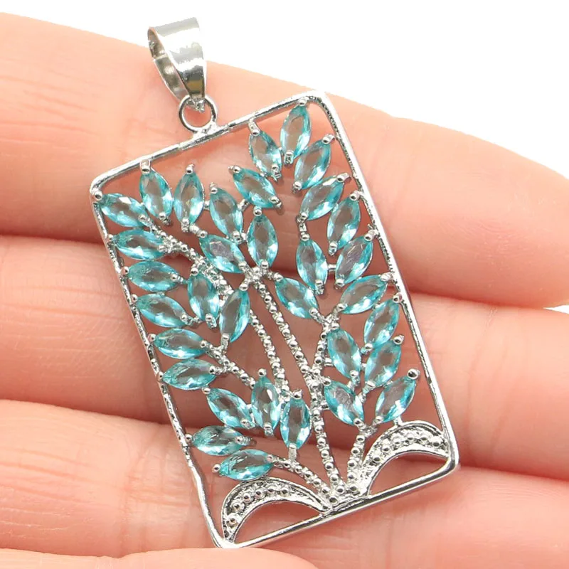 47x23 мм красивая прямоугольная Форма насыщенного синего цвета Аквамарин CZ