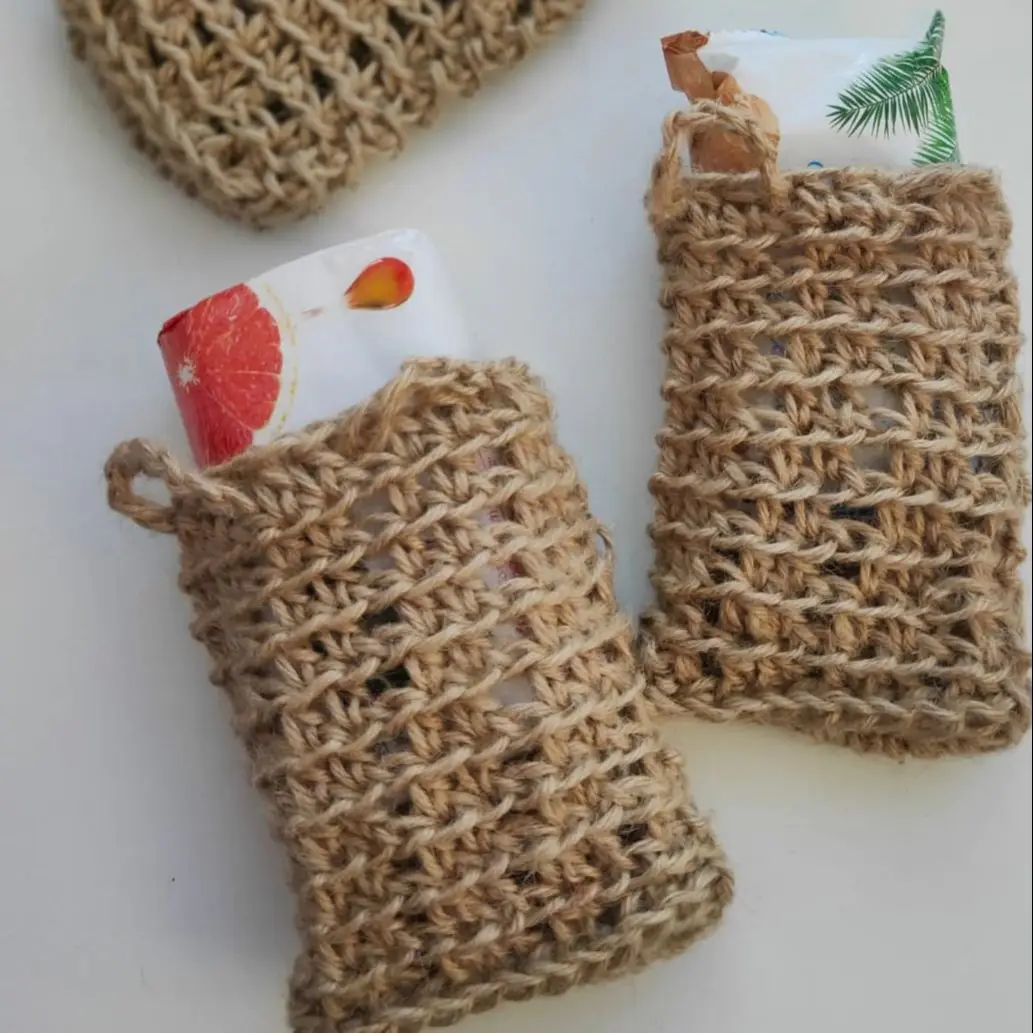 Джутовые мочалки - сумочки для мыла набор |