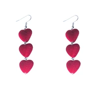 new sexy long heart earrings for women girl simple joker multicolor love plush ball red pink womens earrings jewelry wholesale