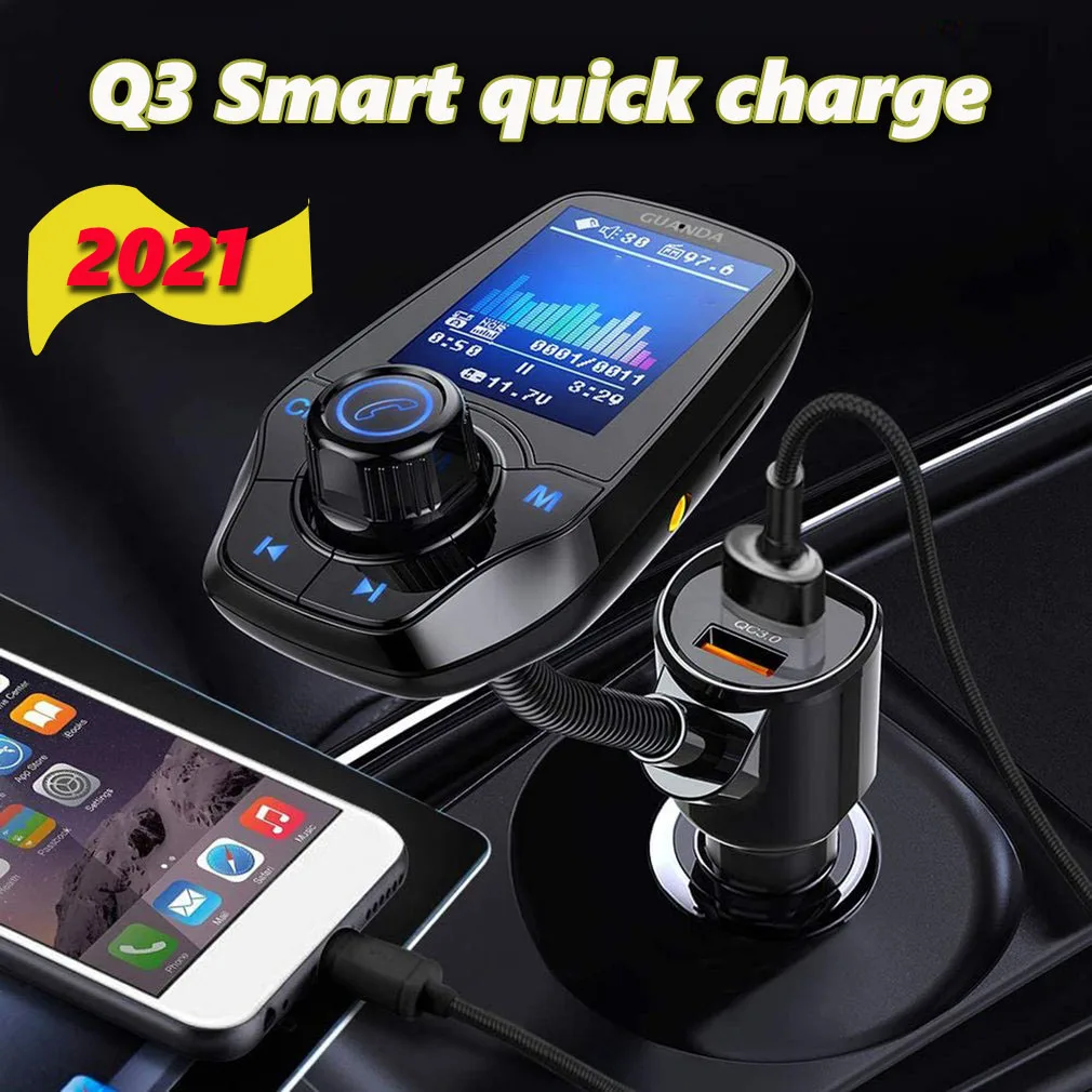 

2021 портативный автомобильный MP3 музыкальный плеер-совместимый приемник 5,0 беспроводной FM-передатчик двойной USB QC3.0 зарядное устройство Быст...