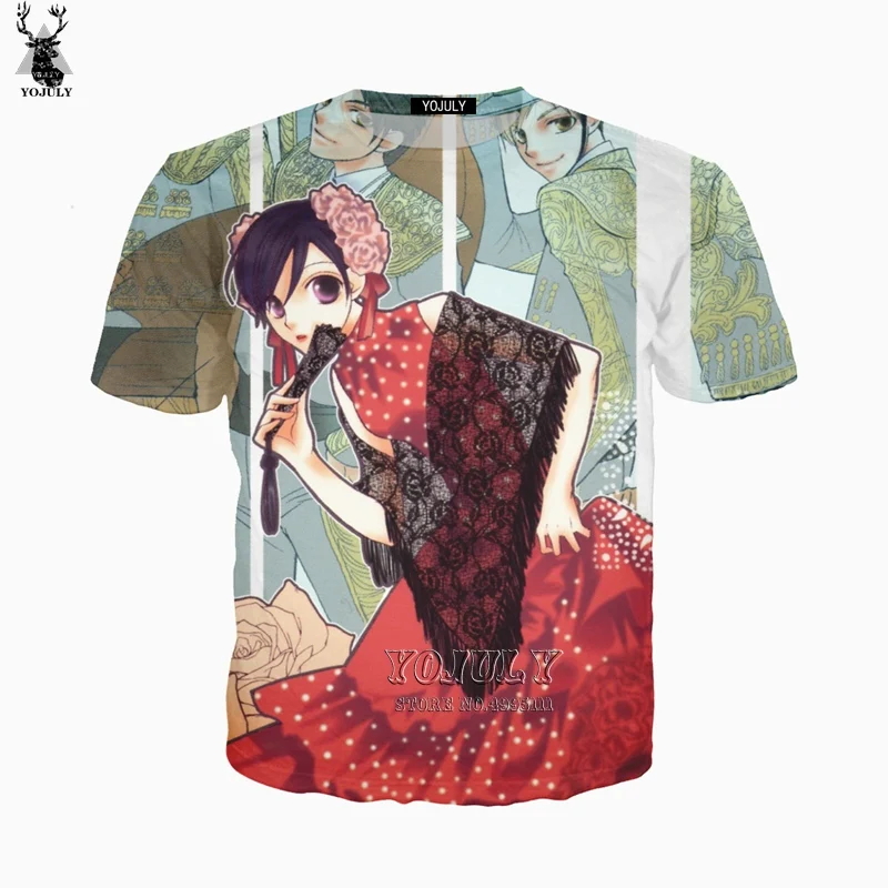 YOJULY 3D принт унисекс аниме Ouran старшеклассник клуб Повседневная Harajuku футболка с короткими рукавами хипстерская уличная одежда A737 - Цвет: 16