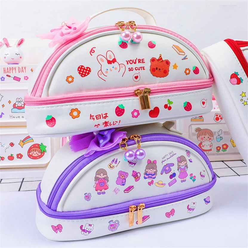 

Pencil Cases Estojo Escolar Girl School Kit Kawaii Japanese Stationery Organizer Cute Makeup Bag Papelaria Criativa Large Box