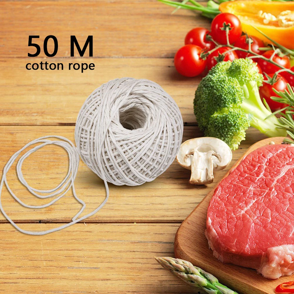 50m 2mm two-color cotton rope cooking tools tied meat turkey barbecue skewers sausage food tied rope kitchen supplies
