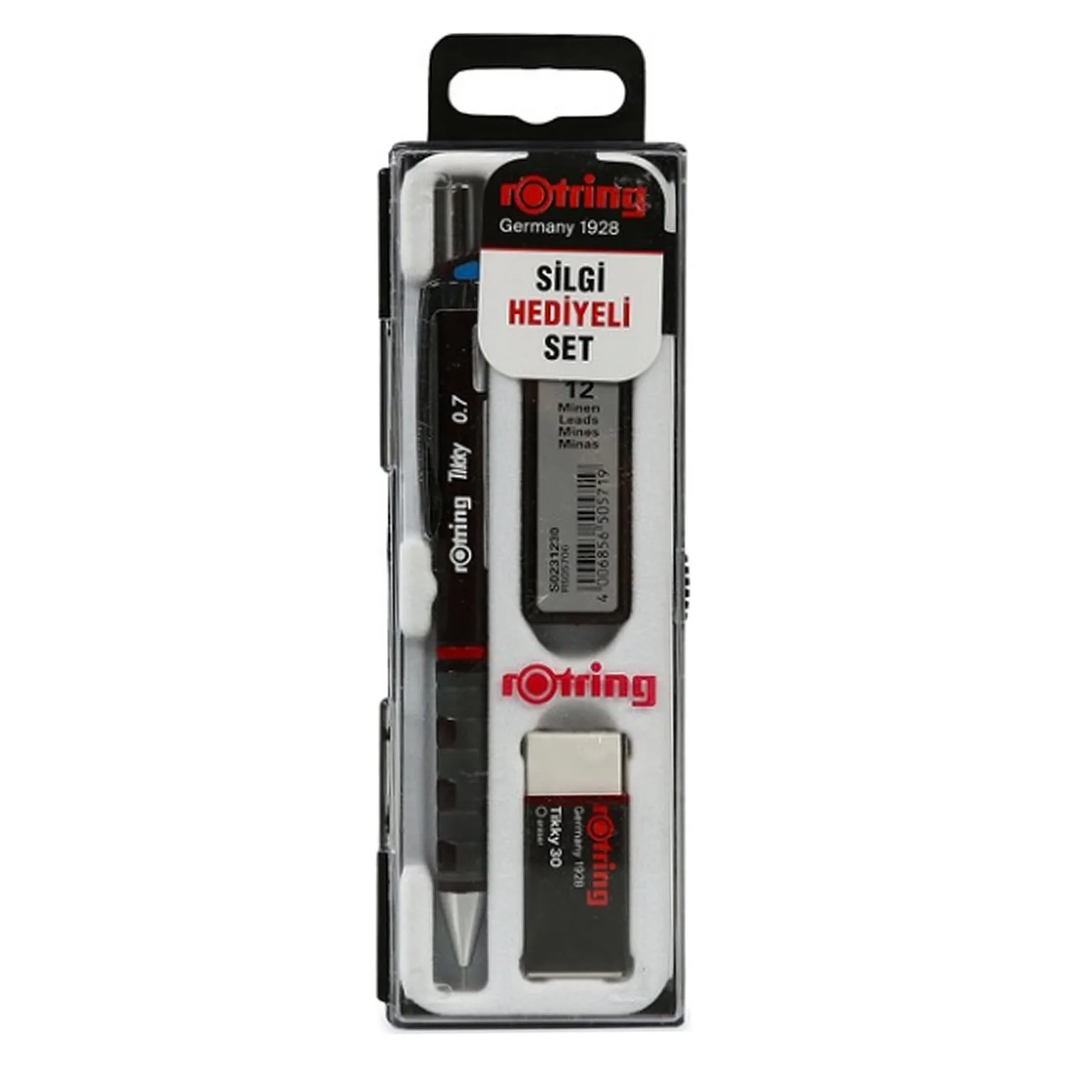 Set, Tikky Mechanical, 2b 0.7 Mm, Black, Includes 12 Leads And Eraser, Hard Case All In One Stationery Luxury-s