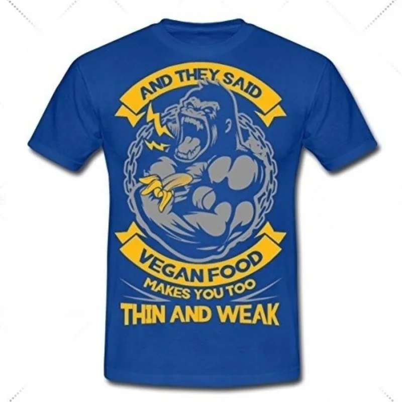 

Hot Sales Of New Summer Models Veganism Humour They Said Vegan d kes You Weak Men's Cotton T-shirt
