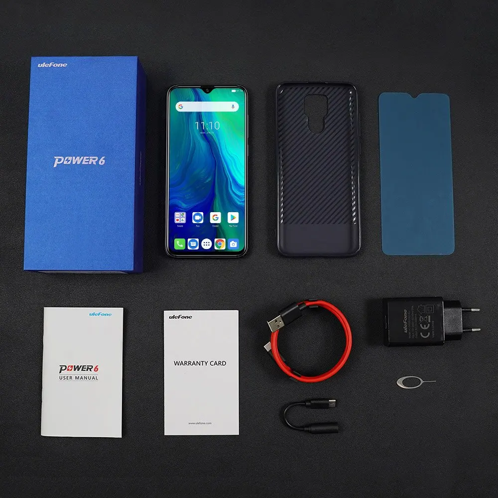 Ulefone power 6 6,3 дюймов FHD+ 4 Гб ОЗУ 64 Гб ПЗУ 16 Мп+ 16 Мп Android 9,0 Восьмиядерный 6350 мАч NFC разблокировка лица 4G смартфон