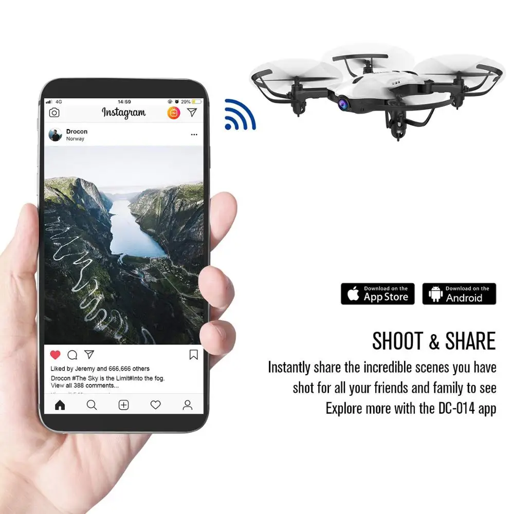 Дрон DROCON Ninja для детей и начинающих FPV RC с 720P HD Wi-Fi камерой Квадрокоптер удержанием