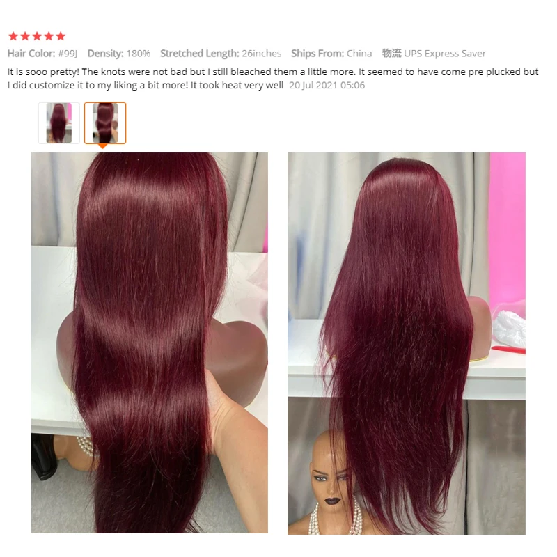 KRN Hair 99J бордовый цвет кружевные передние человеческие волосы стандартные