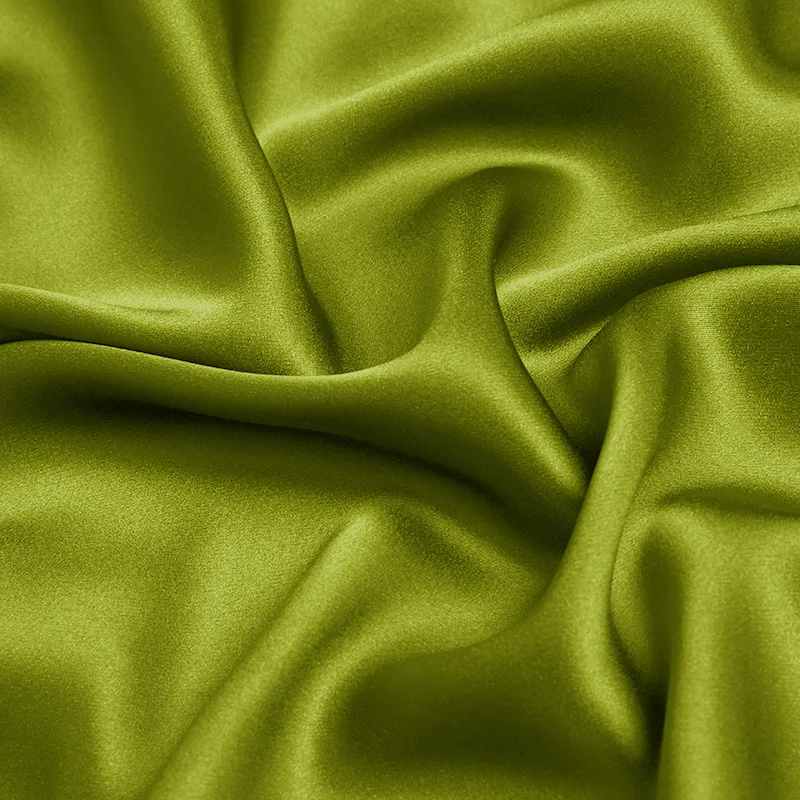 

100% silk charmeuse satin 16mm 114cm(45") width yellow green color mulberry silk fabric NO.46