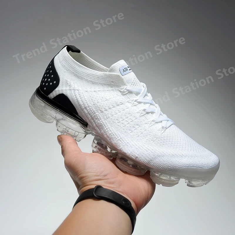 Мужские кроссовки; женская обувь для бега; Vapormax_ ; дышащая обувь с максимальной подушкой; Повседневная сетчатая обувь; увеличивающая рост; цвет белый, черный