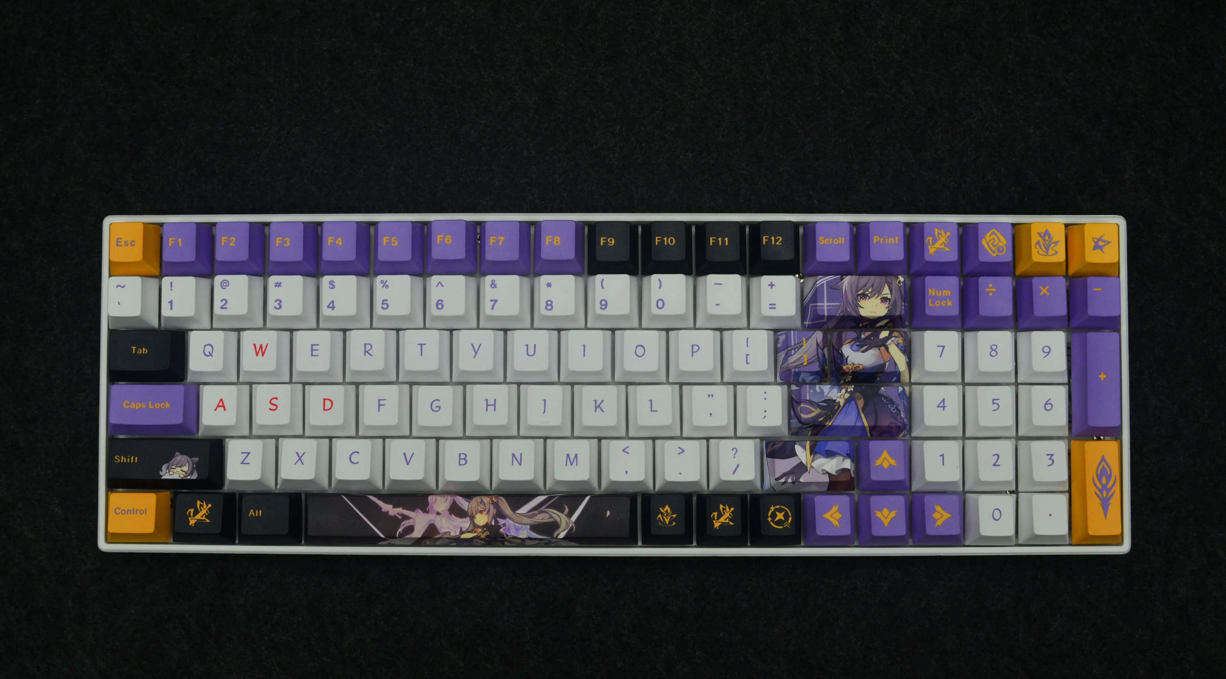 Caring PBT Keycap, 128 Keys Keycaps Cherry Profile DYE-SUB Personalized GMK Striker Keycaps For Mechanical Keyboard