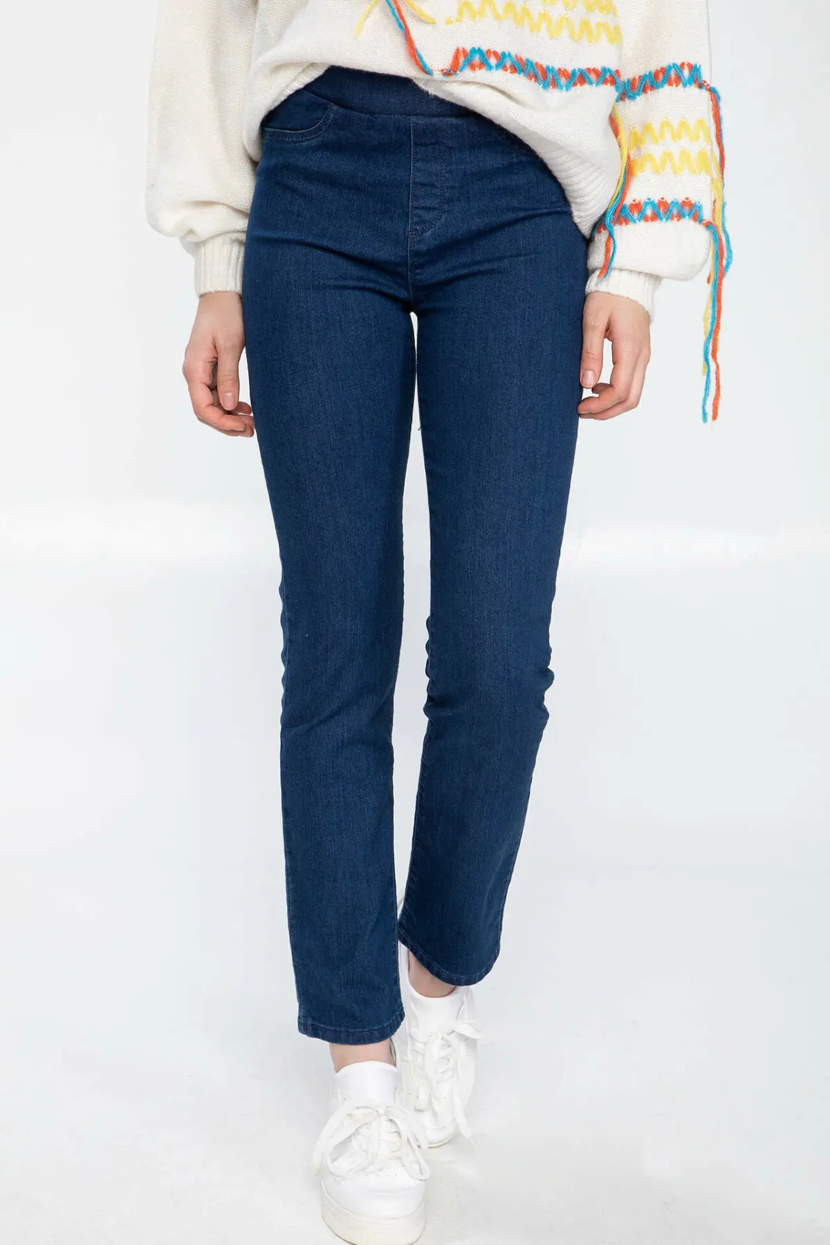 DeFacto синие женские обтягивающие однотонные джинсы деним повседневные средняя