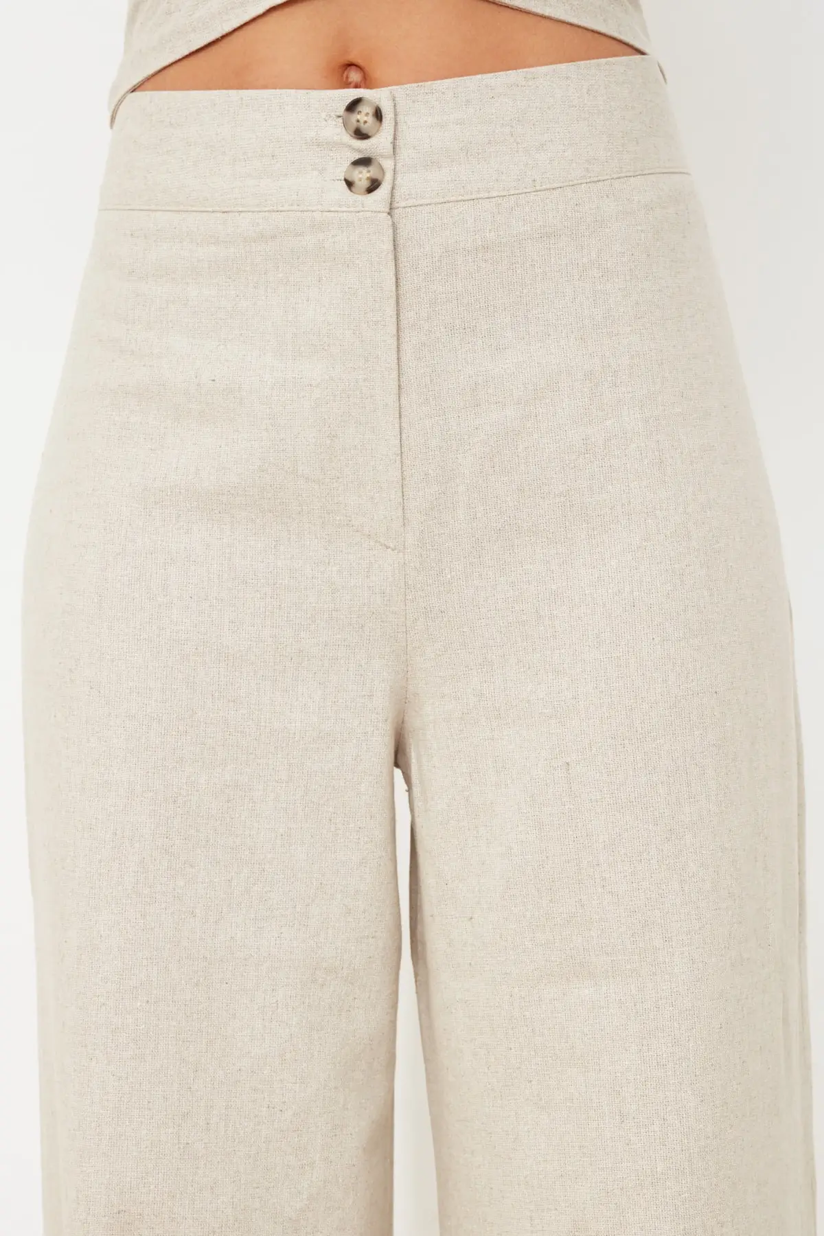 

Women's Stone Wide Leg Button Detail Pants