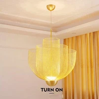 italy design led hanglamp iron art mesh chandelier metal grid pendant light industrial hanging luminaires for livingroom bedroom