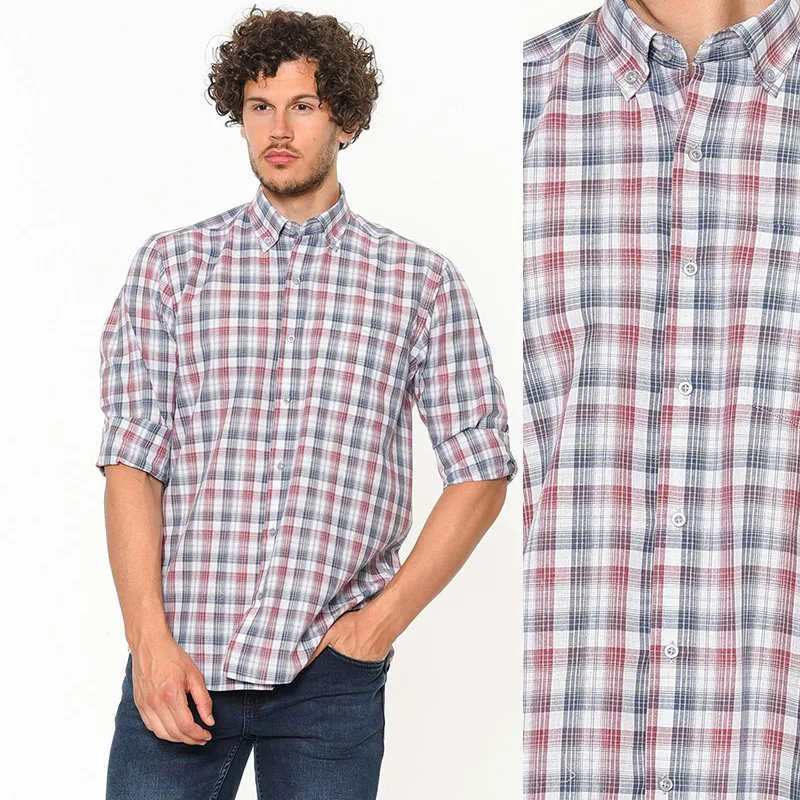 Varetta Men Oxford Casual Shirt Long Sleeve Regular Comfortable Plaid Shirt 100% Cotton Mens Dress Shirts Brand Clothing Male