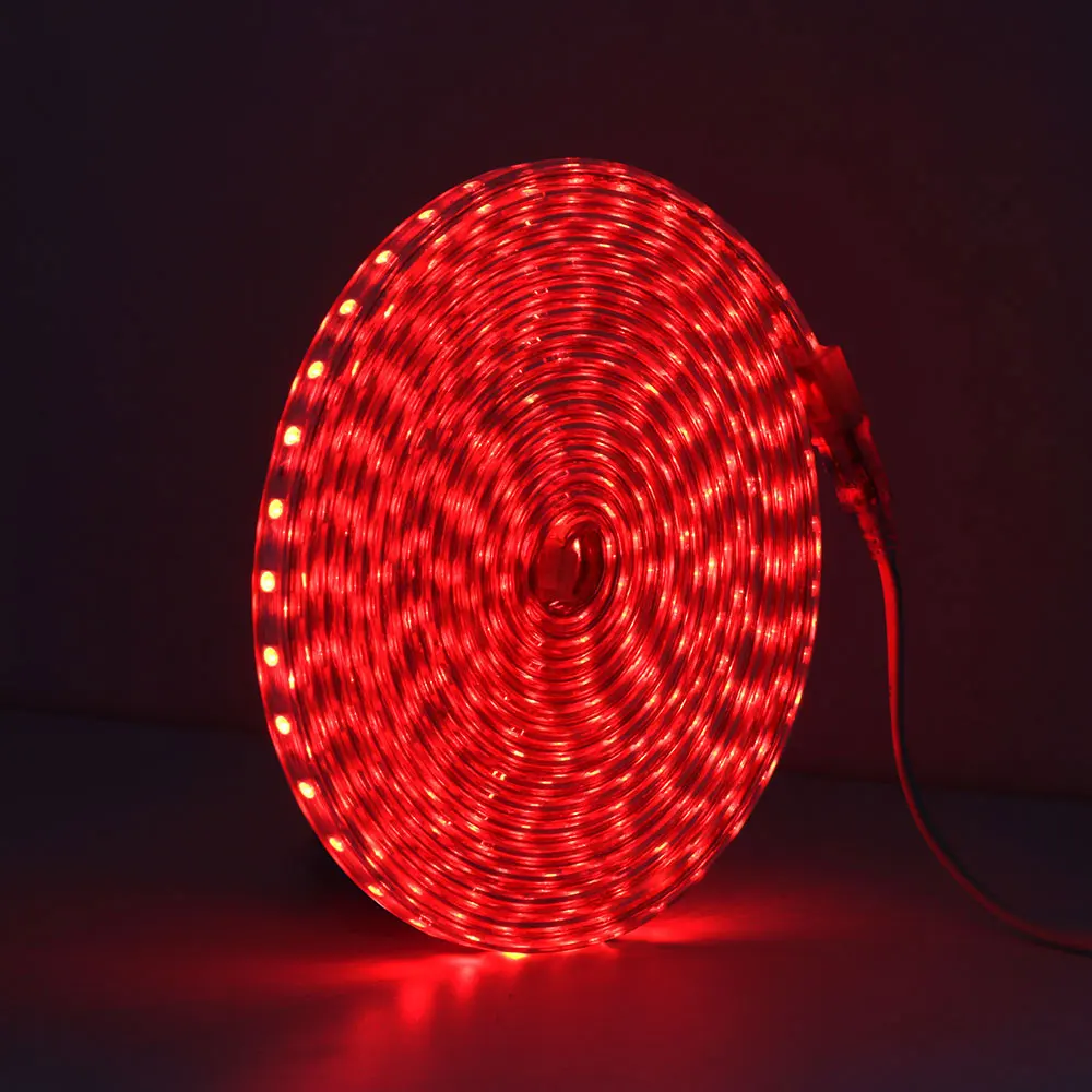 Red AC220V светодиодный светильник SMD 5050 60 светодиодный s/m IP67 водонепроницаемый гибкий светодиодный светильник с переключателем ВКЛ/ВЫКЛ 1 м/2 м/3/4/5/6/7/8/9/ 10/20 м - Испускаемый цвет: Red