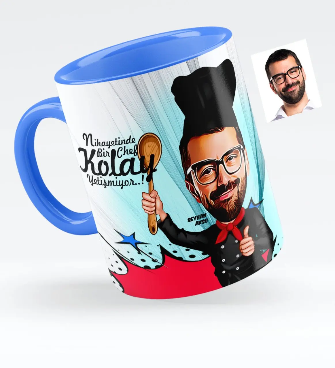 

Персонализированные Mr мастер шеф-повара карикатура синяя кружка чашка-3
